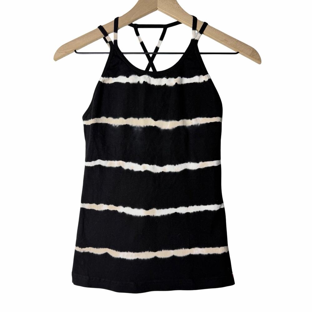 Hard Tail Forever Tie Dye Tank Top Built In Bra Black White USA Womens Size S